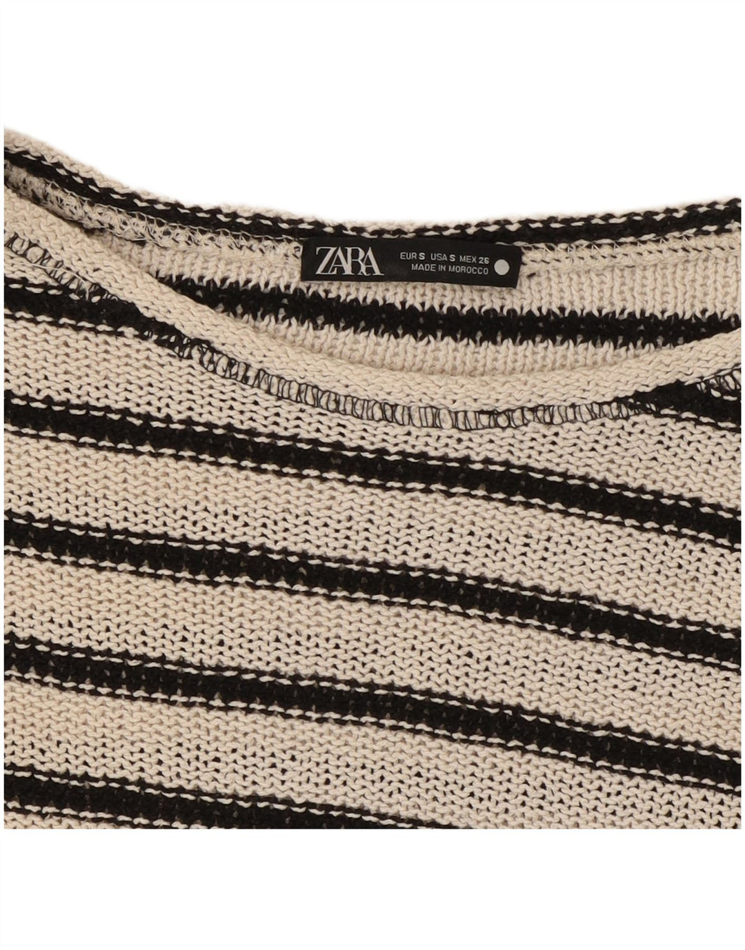 Zara Womens Oversize Crop Top UK 10 Petit Blanc Rayé