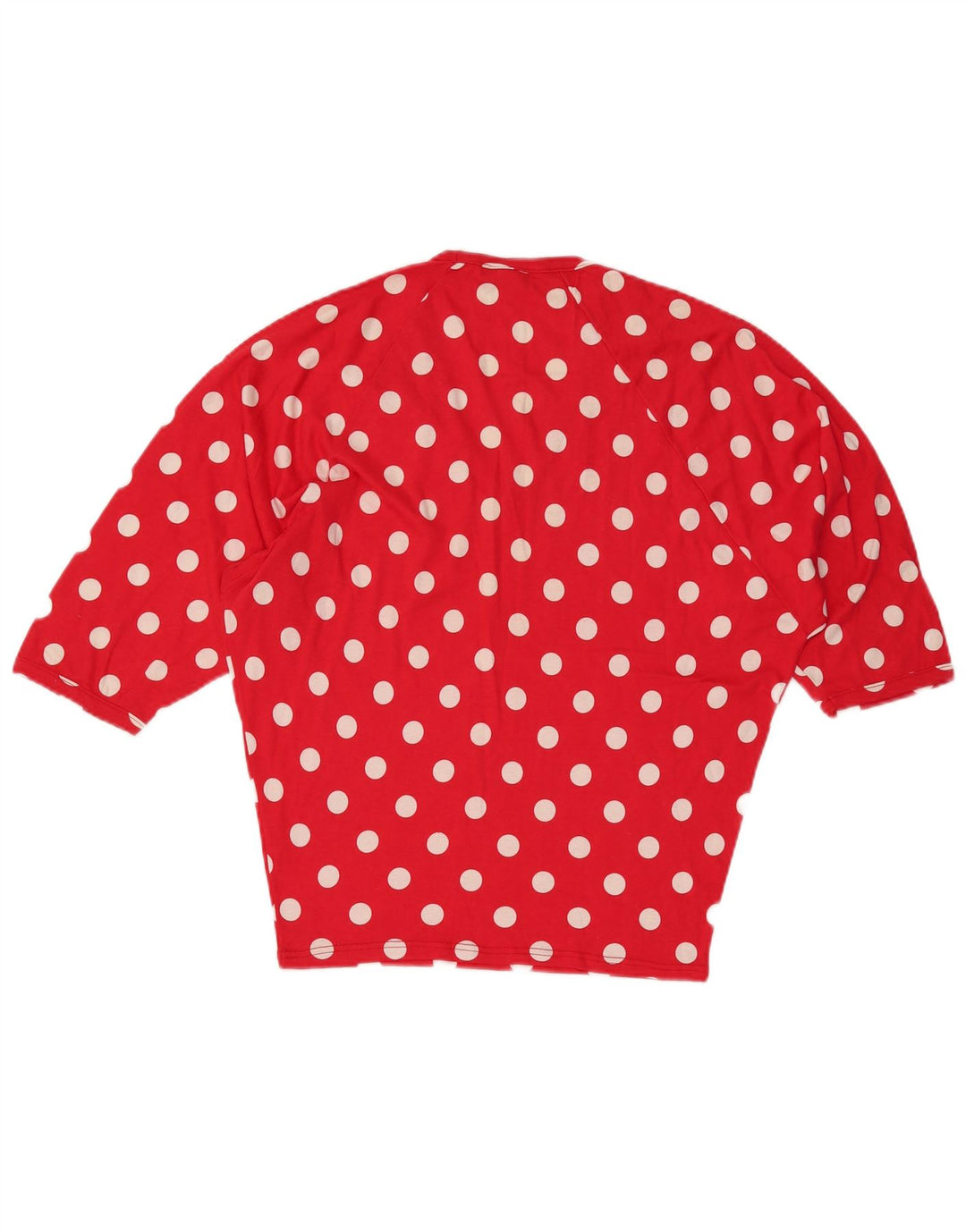 BENETTON Haut surdimensionné chauve-souris à manches 3/4 pour femme UK 10 Petits pois rouges