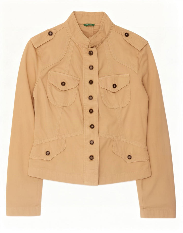 Benetton Veste Militaire Femme IT 44 Coton Beige Moyen