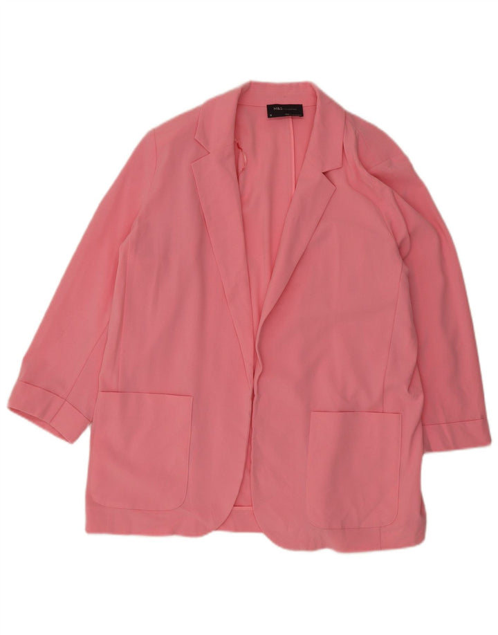 MARKS & SPENCER Veste blazer ouverte à manches 3/4 pour femme UK 16 Large Rose