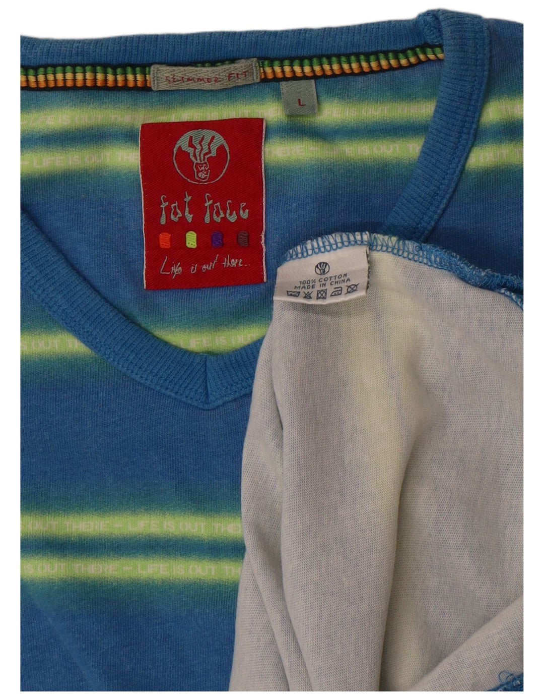 Fat Face T-Shirt Homme Haut Large Bleu Rayé Coton