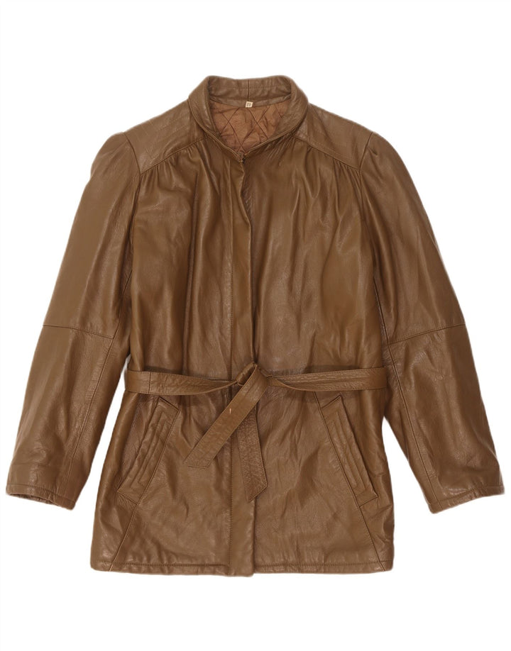 veste en cuir femme vintage IT 42 Kaki moyen