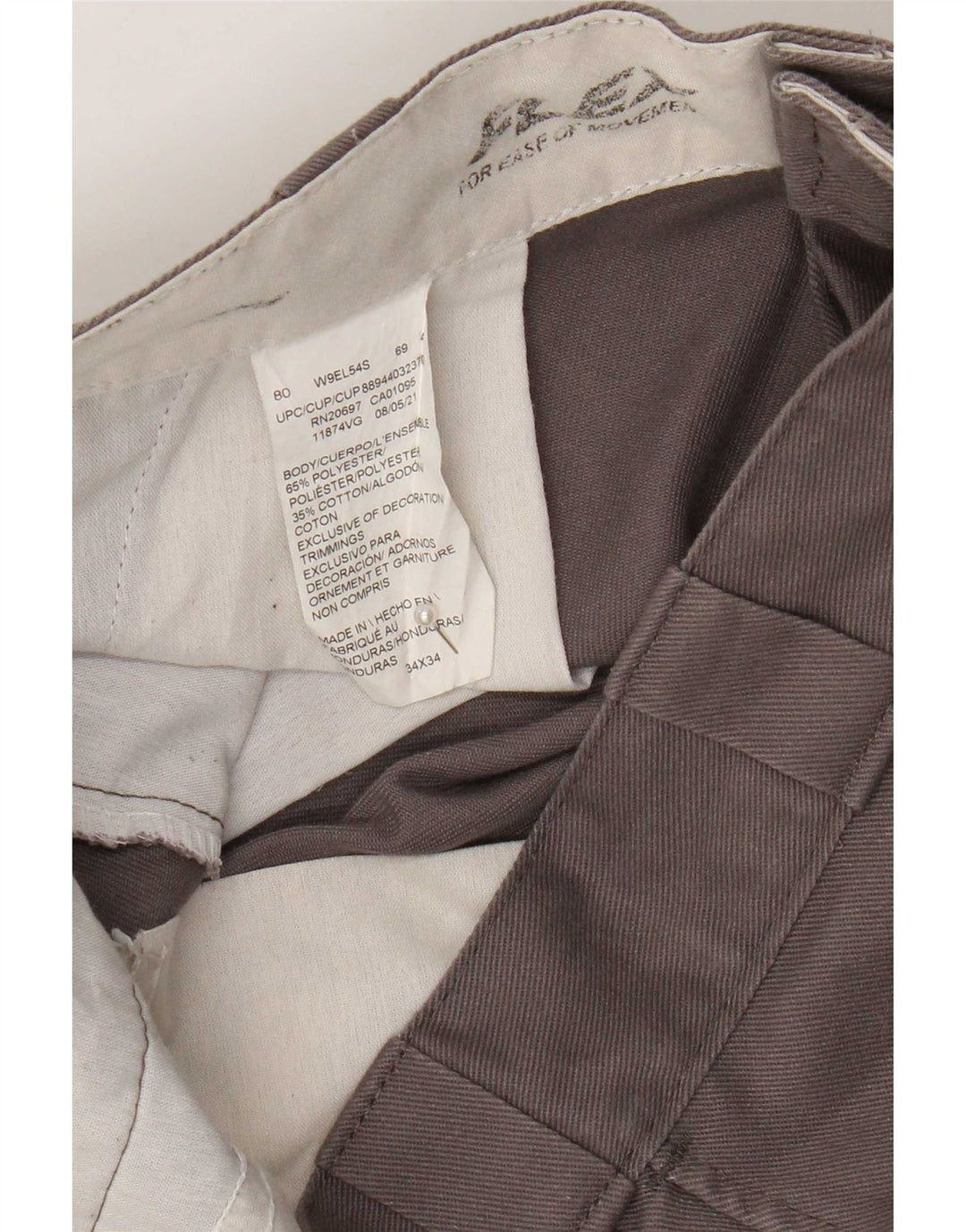 Dickies Pantalon Chino Droit Homme W34 L34 Gris Polyester