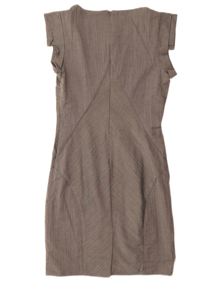 TED BAKER Robe fourreau sans manches pour femme Taille 2 Petit chevron gris