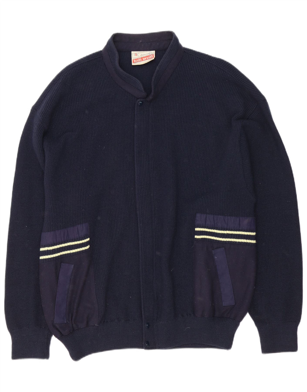 Loli Wolf Cardigan coupe régulière pour homme en laine bleu marine moyen