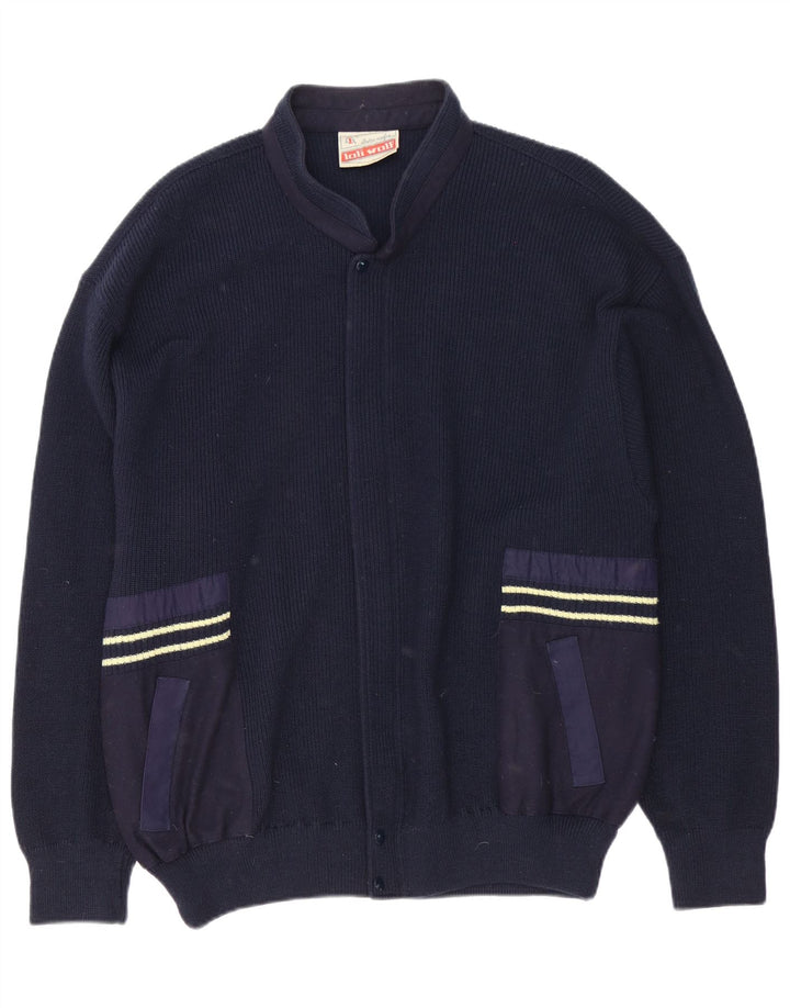 Loli Wolf Cardigan coupe régulière pour homme en laine bleu marine moyen