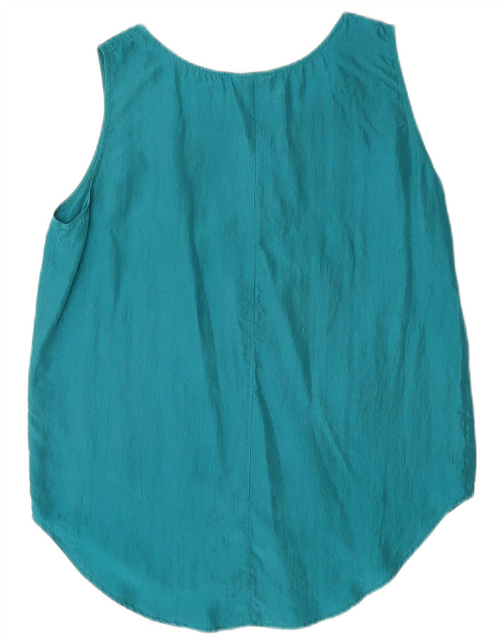 Ultimo 21 Haut Chemisier Sans Manches Femme IT 42 Soie Bleu Moyen