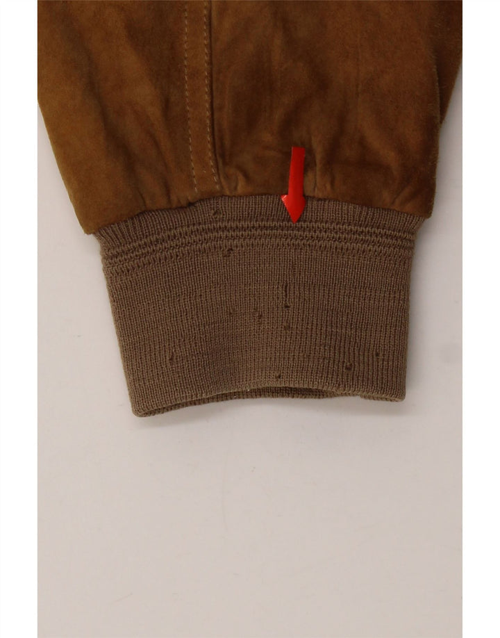 vintage Mens Suede Bomber Jacket UK 42 XL Cuir Beige