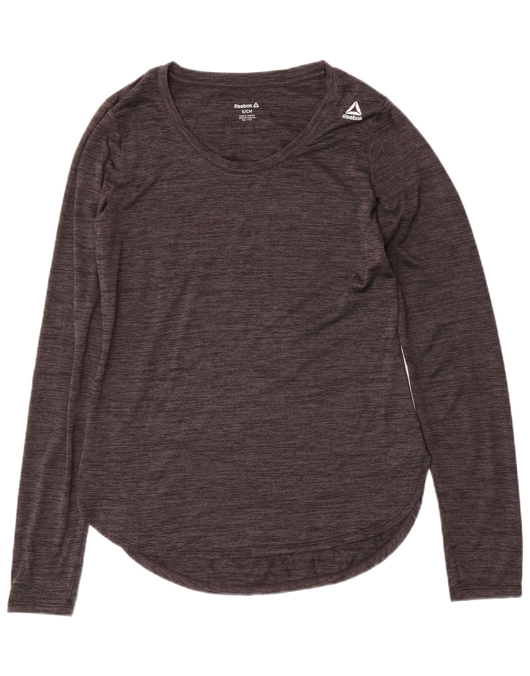 REEBOK Haut Femme Manches Longues UK 40 Petit Gris Moucheté Polyester