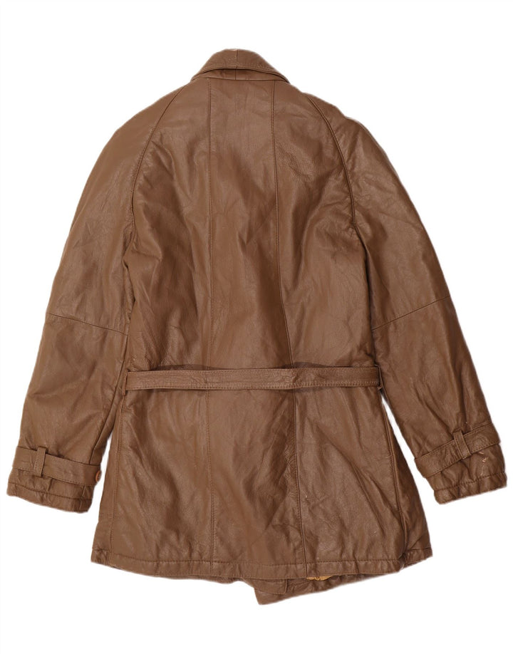 manteau en cuir militaire femme vintage UK 14 Brun moyen