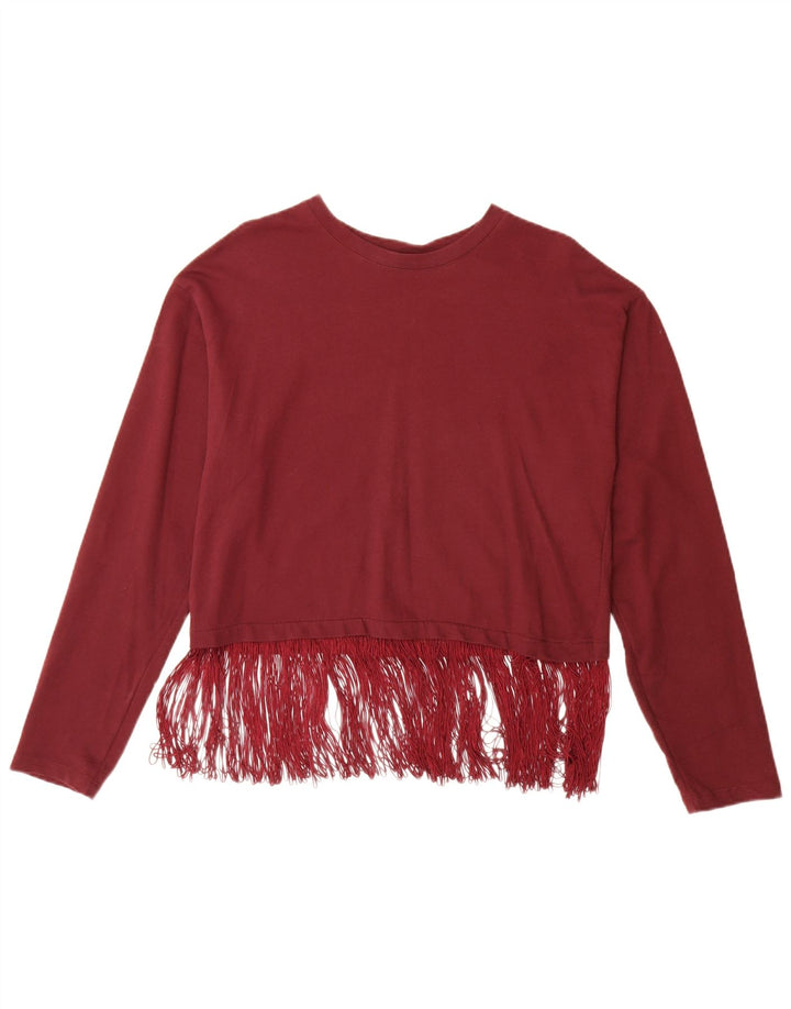 ZARA Chemisier surdimensionné pour femme UK 10 Petit coton bordeaux