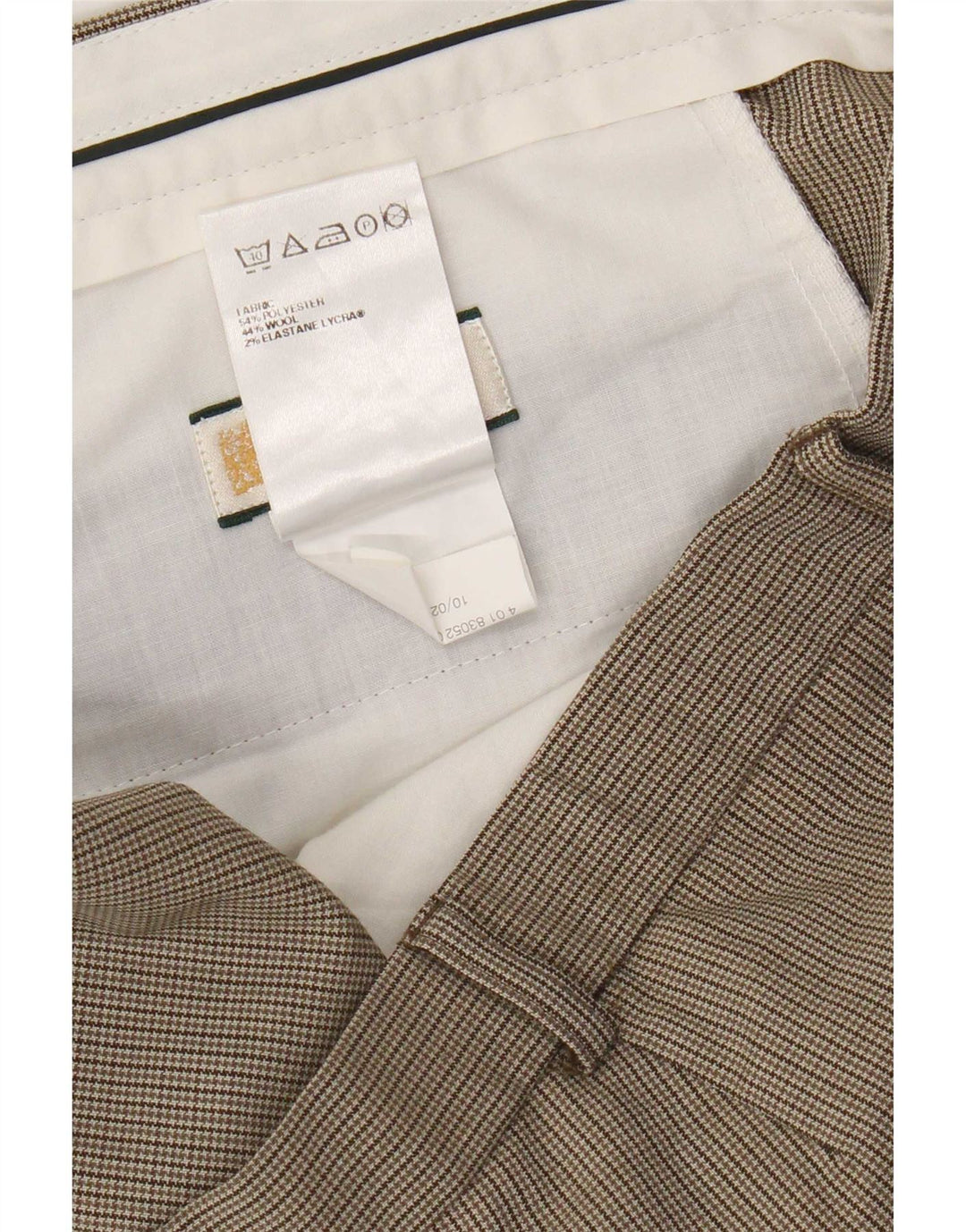 Marks & Spencer Pantalon de costume droit pour homme W40 L31 Beige pied-de-poule