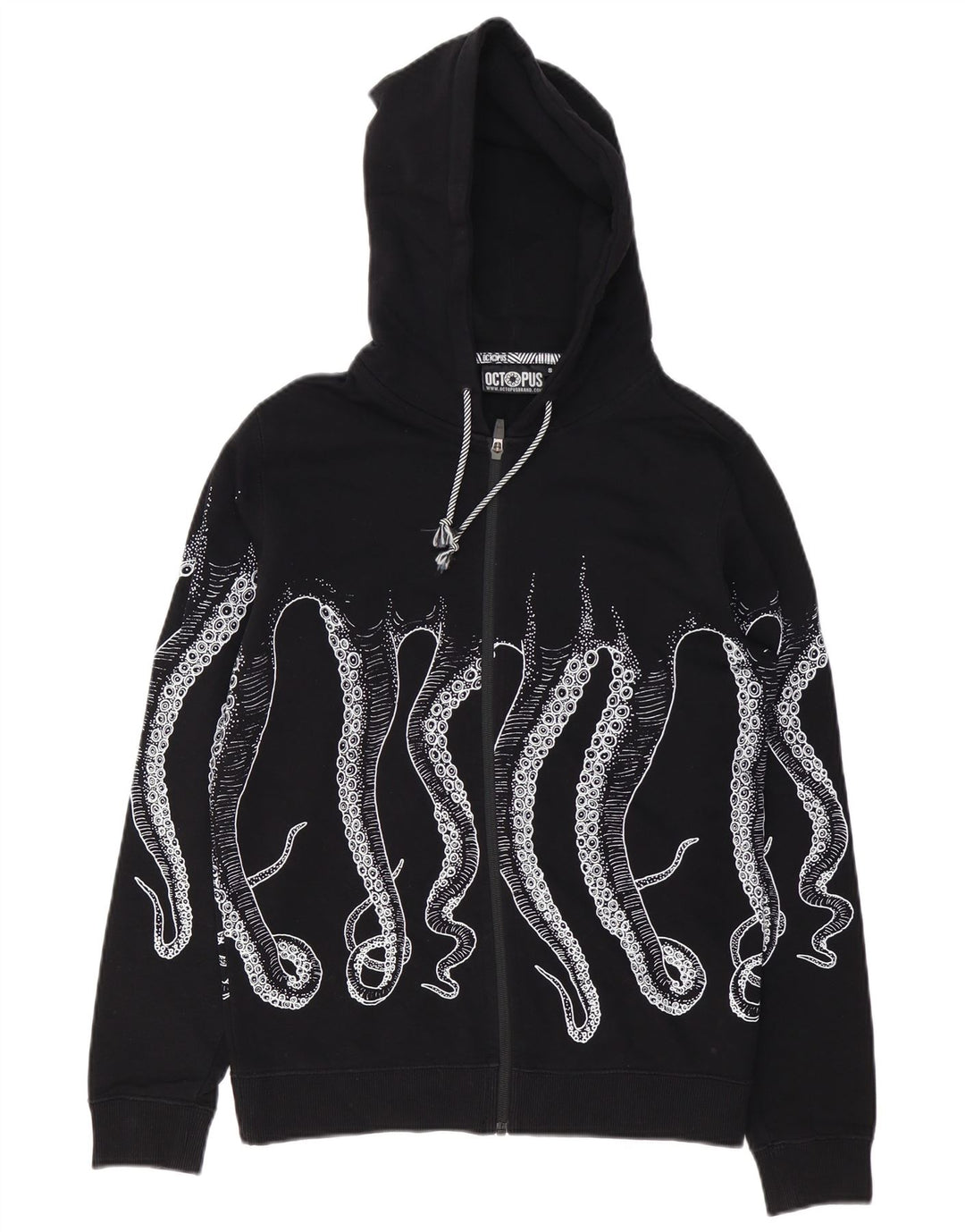 Octopus Pull à capuche zippé graphique pour homme Petit coton noir