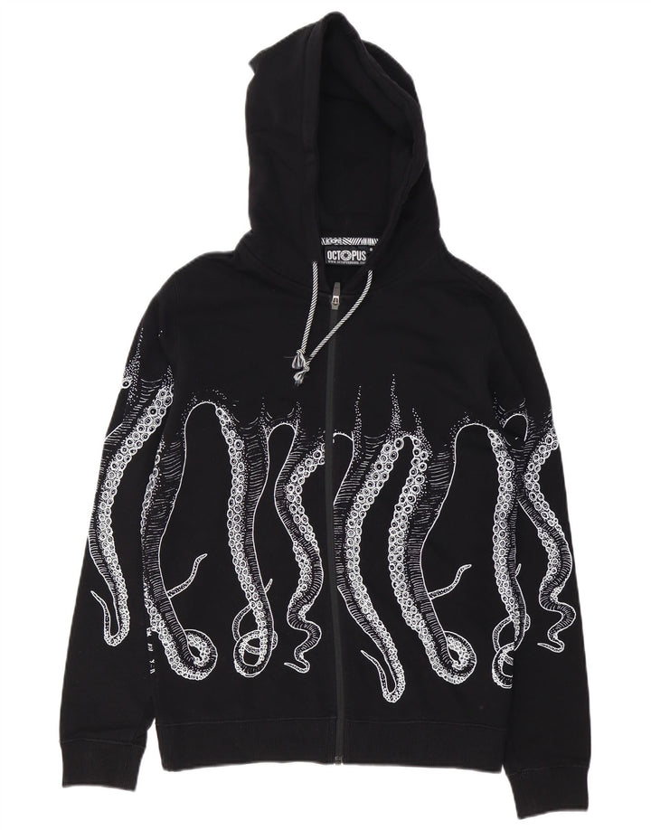 Octopus Pull à capuche zippé graphique pour homme Petit coton noir