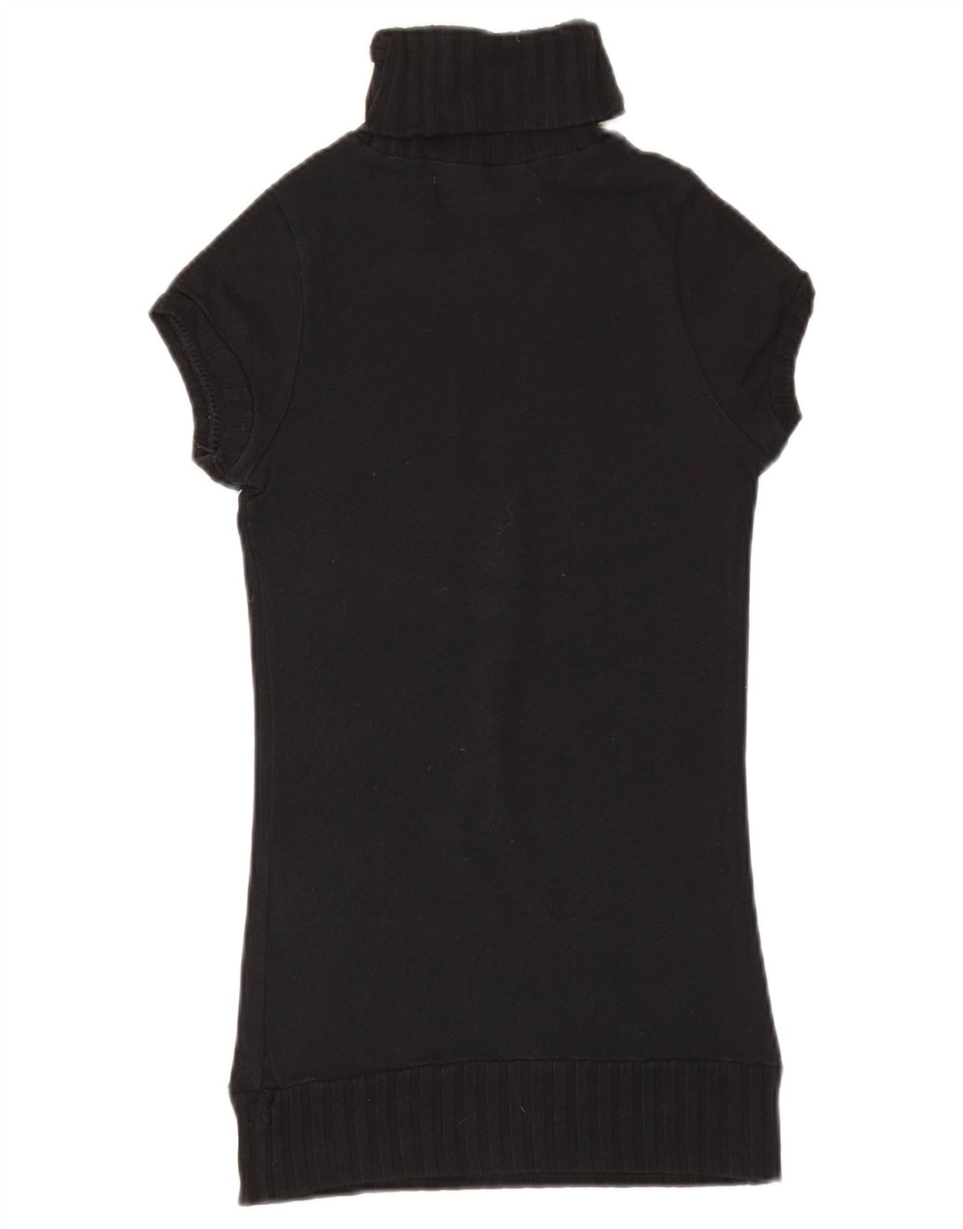 Zara Pull à manches courtes et col boutonné pour femme UK 8 Small Noir
