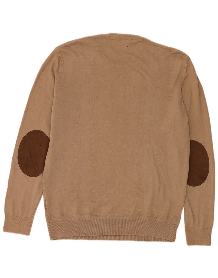 Zara Pull à col rond pour homme en coton beige Large