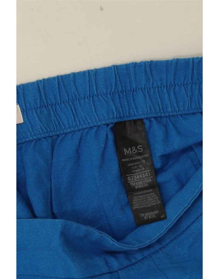 MARKS & SPENCER Short Chino Femme UK 12 Moyen W32 Lin Bleu