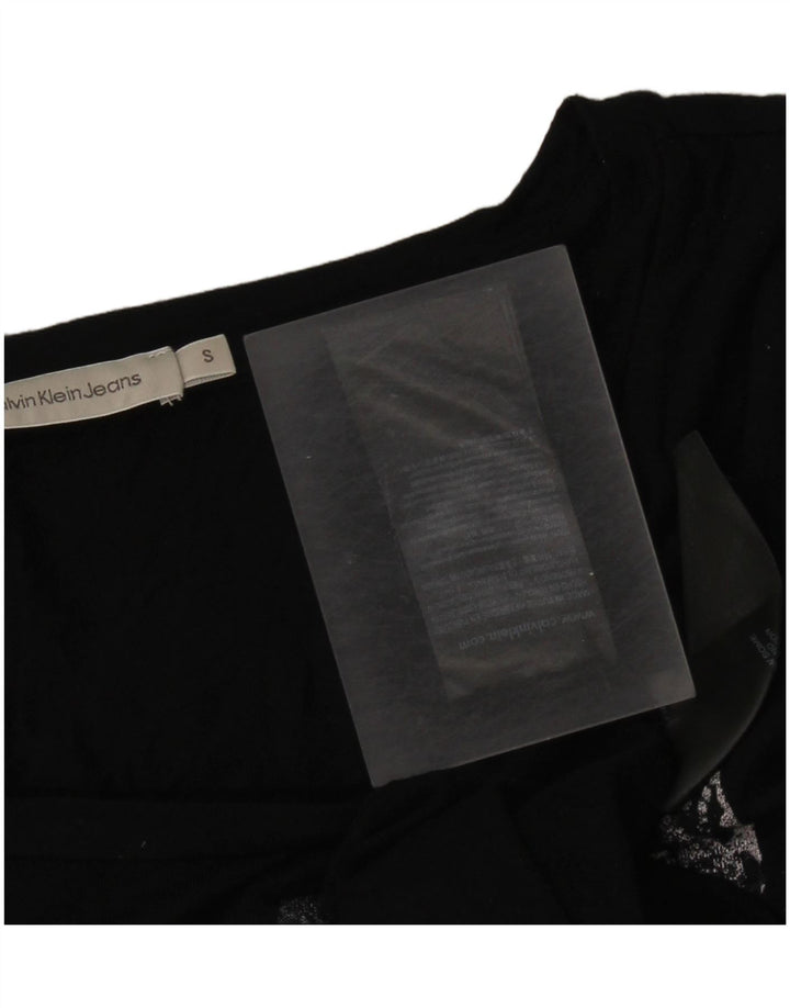 Calvin Klein T-shirt graphique pour femme UK 10 Small Noir Viscose