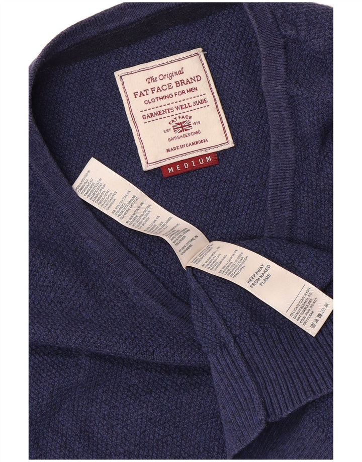Fat Face Pull Col V Homme Bleu Moyen Coton