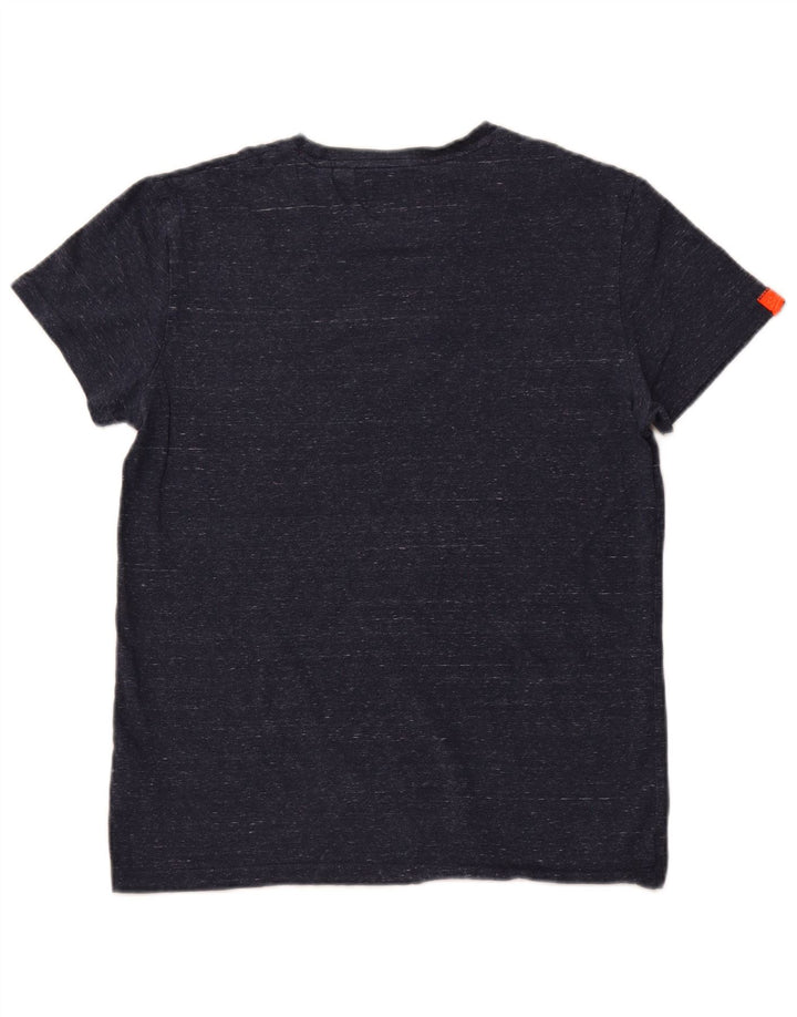 SUPERDRY Homme T-Shirt Top Bleu Marine Moucheté Coton