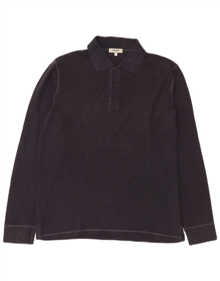 GEOX Polo à Manches Longues Respira Homme Bleu Marine Moyen