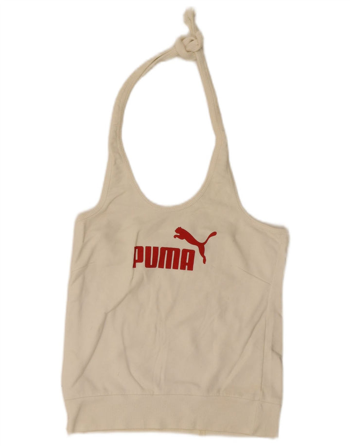 Puma Haut court graphique pour femme UK 16 Large Blanc cassé