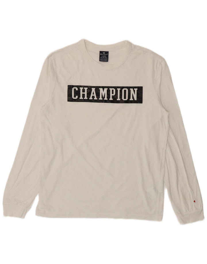 Champion Haut graphique à manches longues pour homme en coton blanc