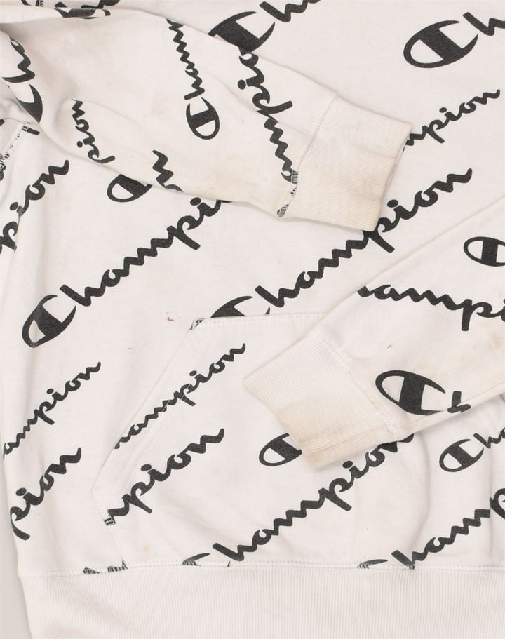 CHAMPION Boys Graphic Hoodie Jumper 15-16 Years Large White Cotton | Vintage Champion | Thrift | Second-Hand Champion | Used Clothing | Messina Hembry 
