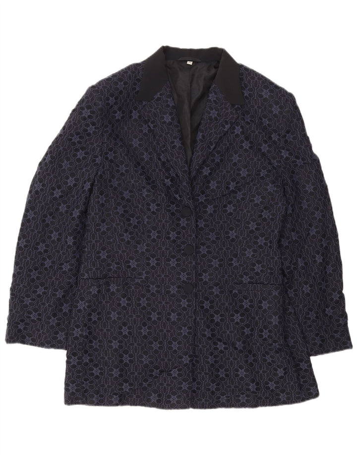 Carol Veste Blazer 3 Boutons Femme IT 48 XL Bleu Marine Floral Polyamide