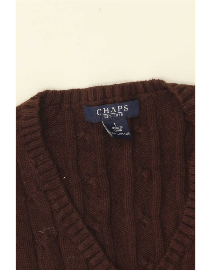 Chaps Pull court à col en V pour femme UK 14 Large Marron