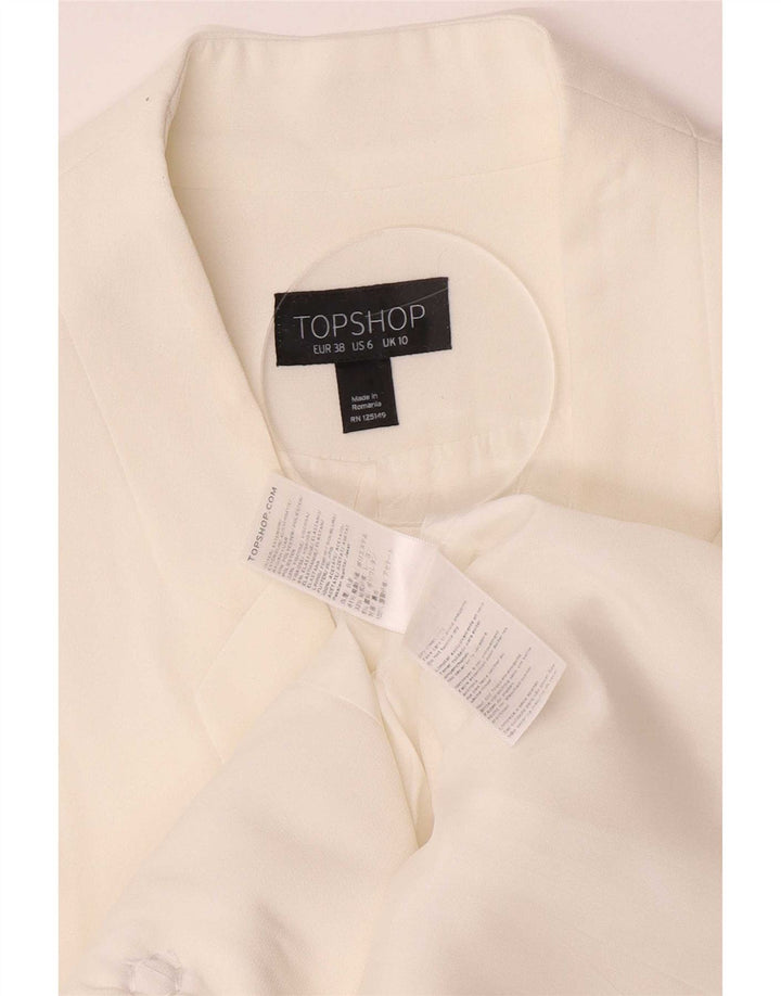 Topshop Gilet Long Femme UK 10 Petit Polyester Blanc