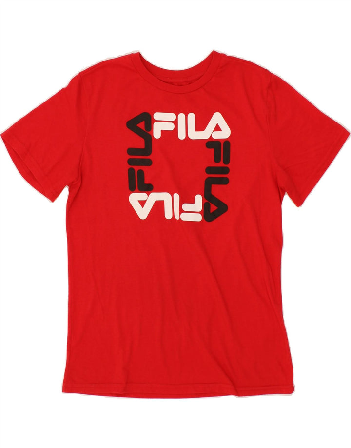 FILA Boys Graphic T-Shirt Top 14-15 Years Large Red Vintage Fila and Second-Hand Fila from Messina Hembry 