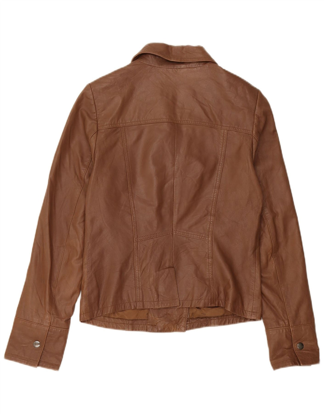 Reiss Veste en cuir crop pour femme UK 10 Petit cuir marron
