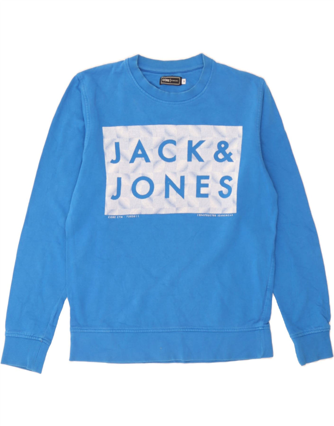 JACK & JONES Mens Graphic Sweatshirt Jumper Medium Blue Cotton Vintage Jack & Jones and Second-Hand Jack & Jones from Messina Hembry 