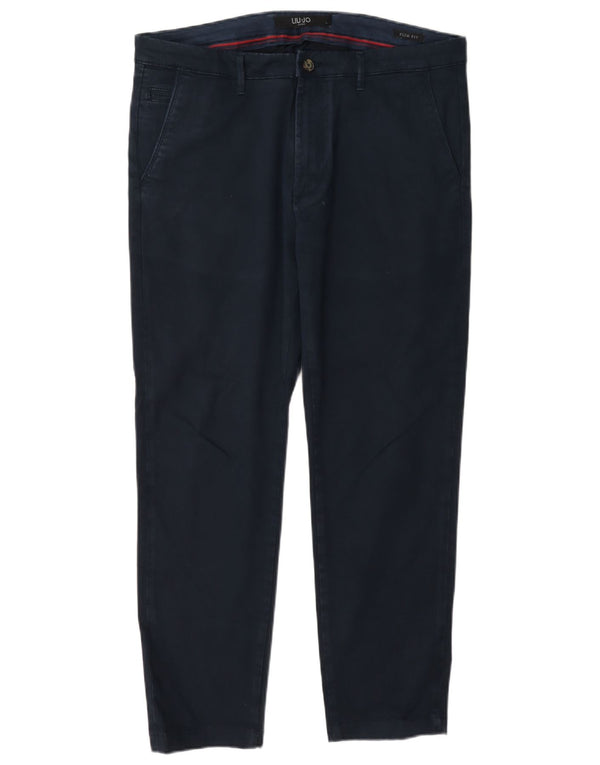 Liu Jo Pantalon Chino Slim Fit Homme IT 48 Medium W32 L28 Bleu Marine Coton