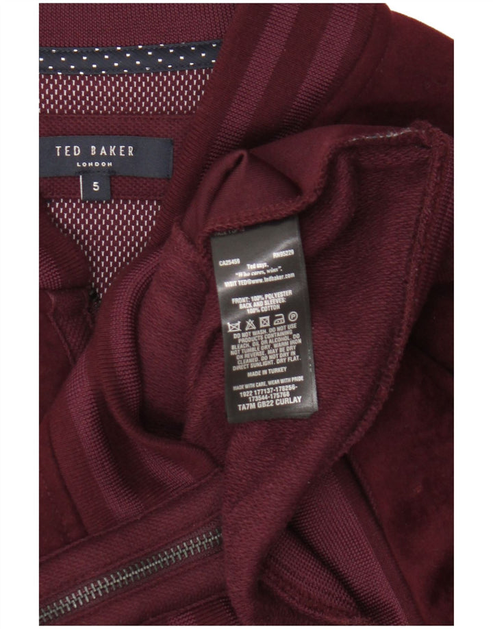 Ted Baker Veste de survêtement pour femme Taille 5 XL Bordeaux Polyester