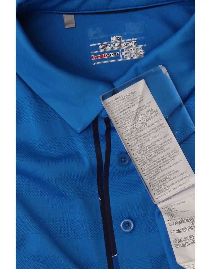 Under Armour Polo Heat Gear Homme Large Bleu Rayé Polyester