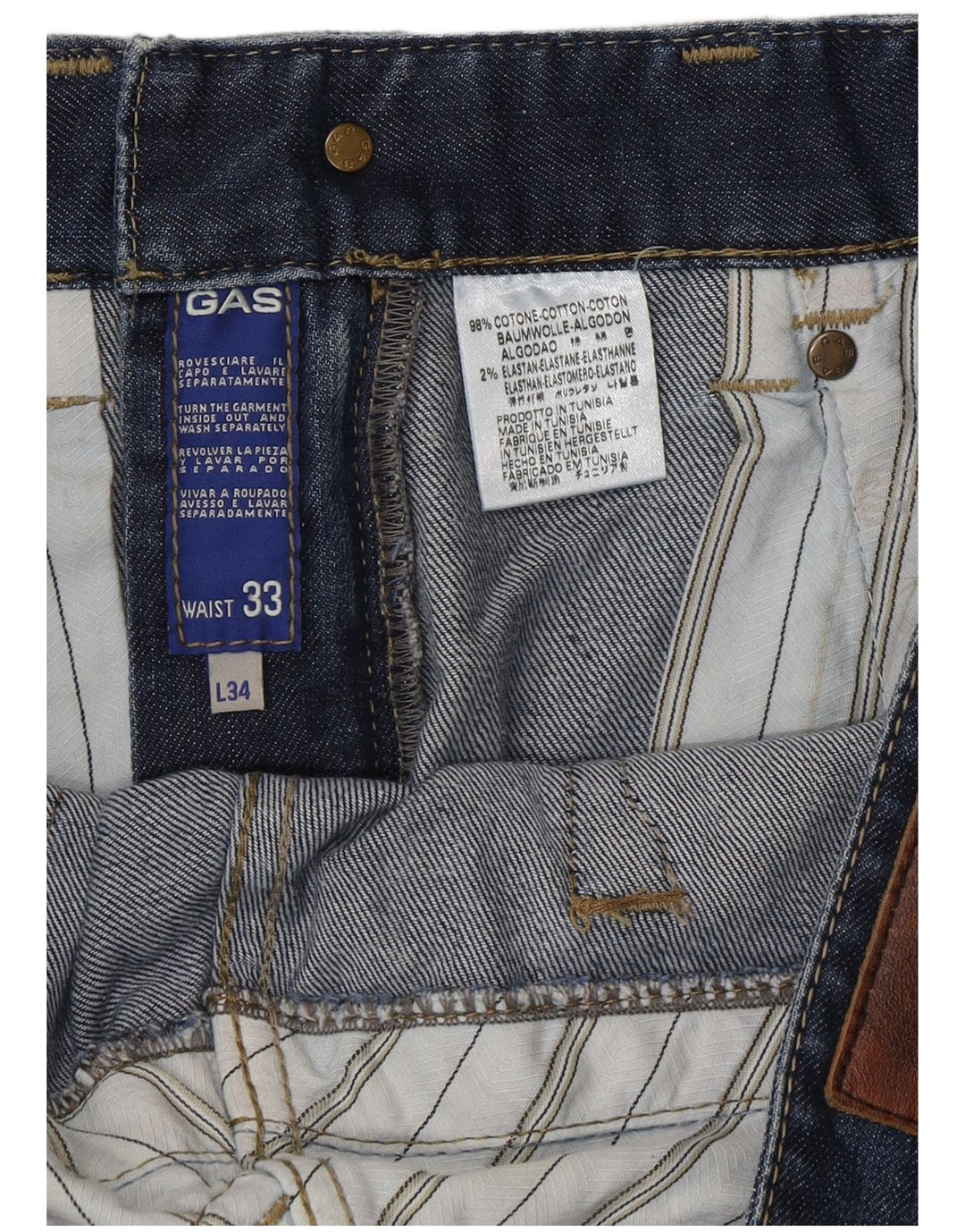 Gas Jean Bootcut Homme W33 L34 Bleu Coton