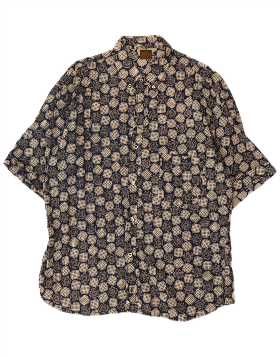 Boneville Chemise à manches courtes pour homme Grand bleu géométrique