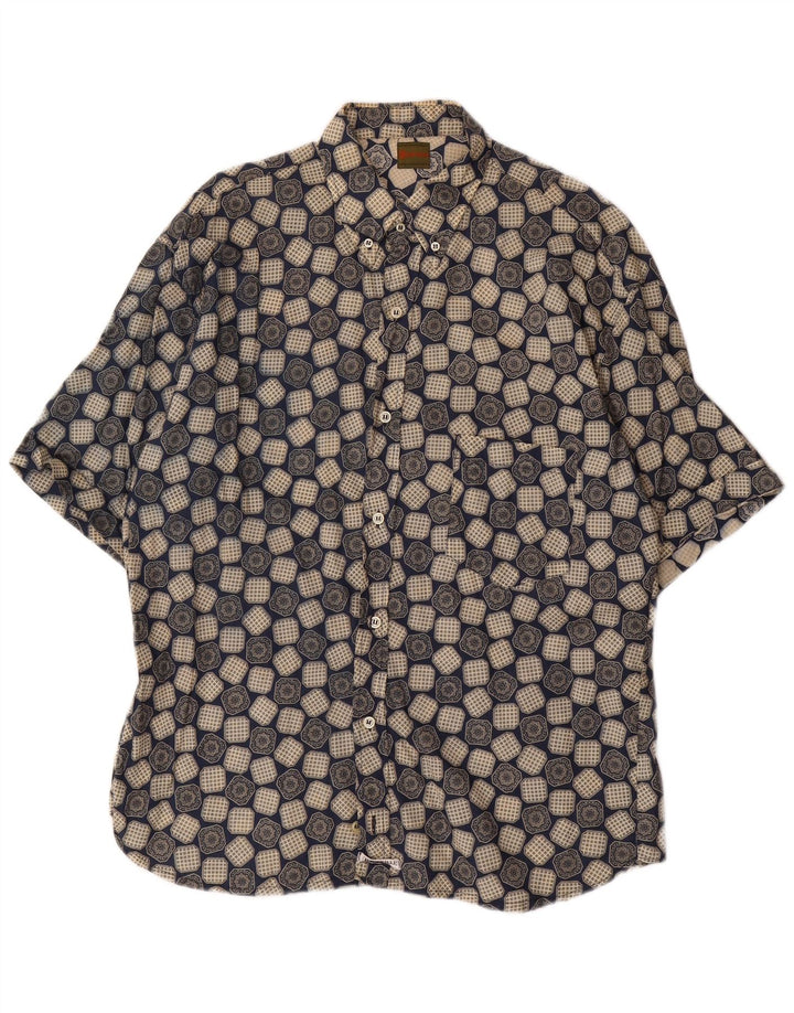 Boneville Chemise à manches courtes pour homme Grand bleu géométrique