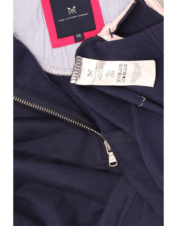 CREW CLOTHING Haut à col zippé et manches longues pour femme UK 14 Large Bleu marine