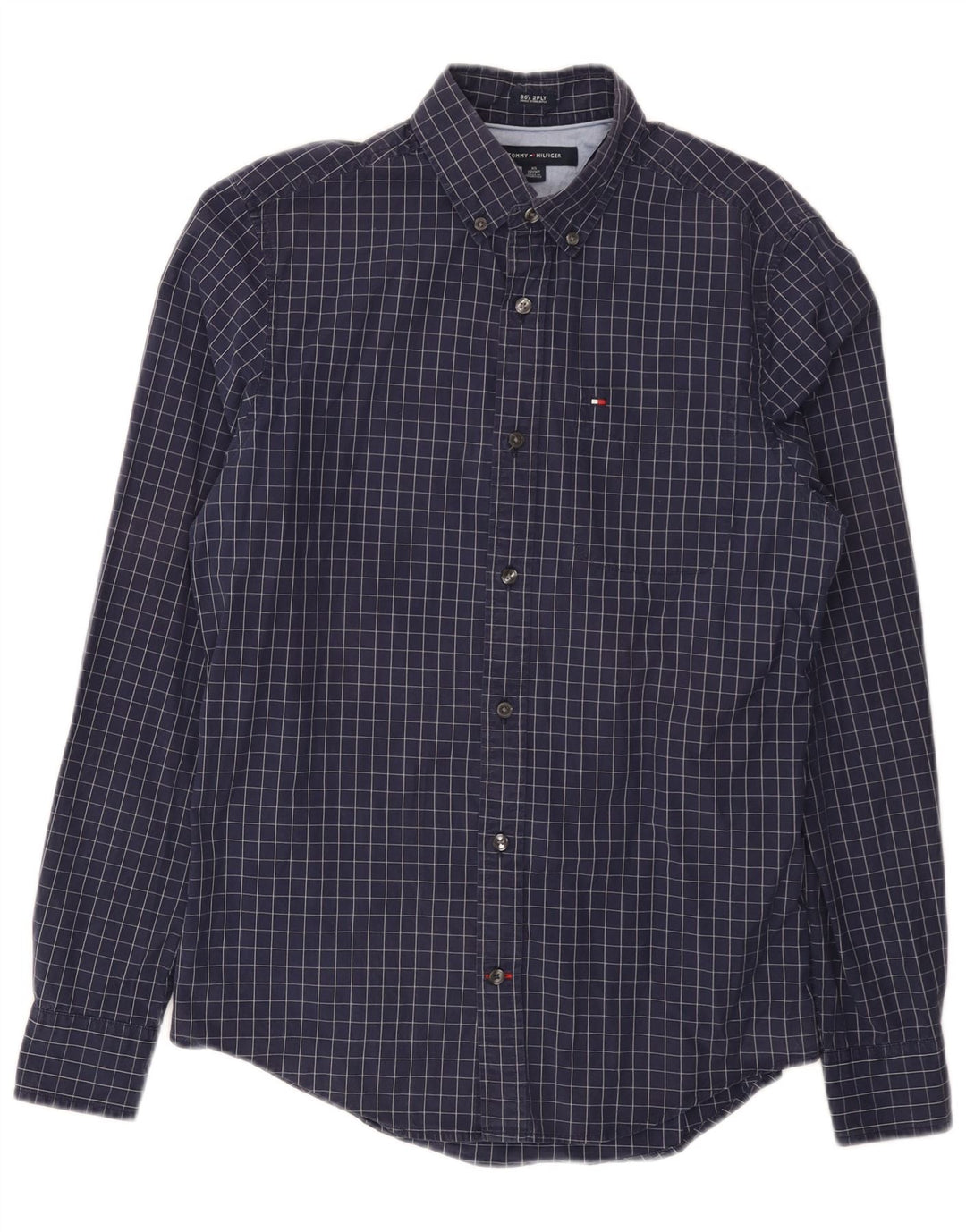 Tommy Hilfiger Chemise Homme XS Bleu Marine Carreaux Coton