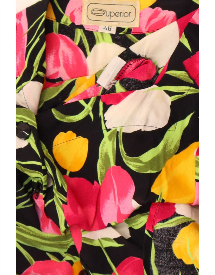 Superior Chemisier à manches courtes pour femme IT 46 Grand motif floral multicolore