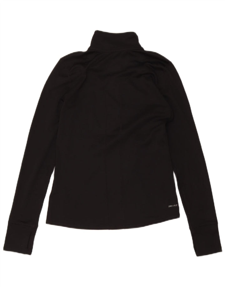 Nike Haut de survêtement Dri Fit à col zippé pour femme UK 10 Petit Noir