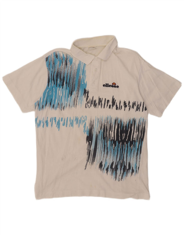 Ellesse Polo à Motif Abstrait Homme Blanc Moyen