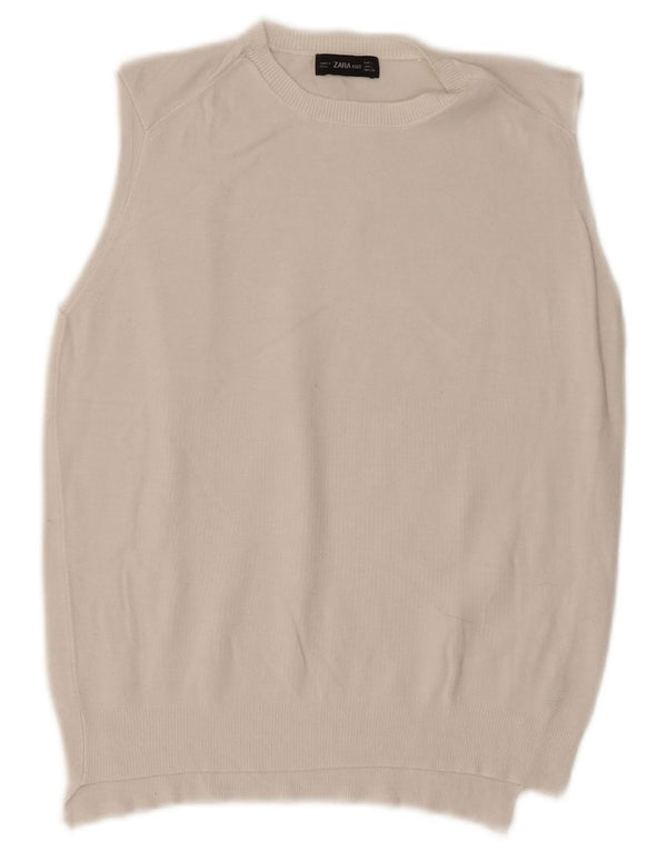 Zara Womens Crop Vest Débardeur UK 14 Grand Blanc