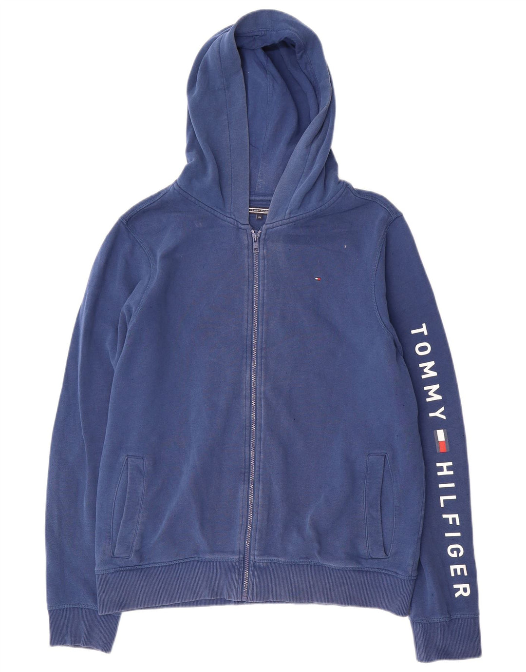TOMMY HILFIGER Pull à capuche zippé graphique pour garçon 15-16 ans Bleu Coton