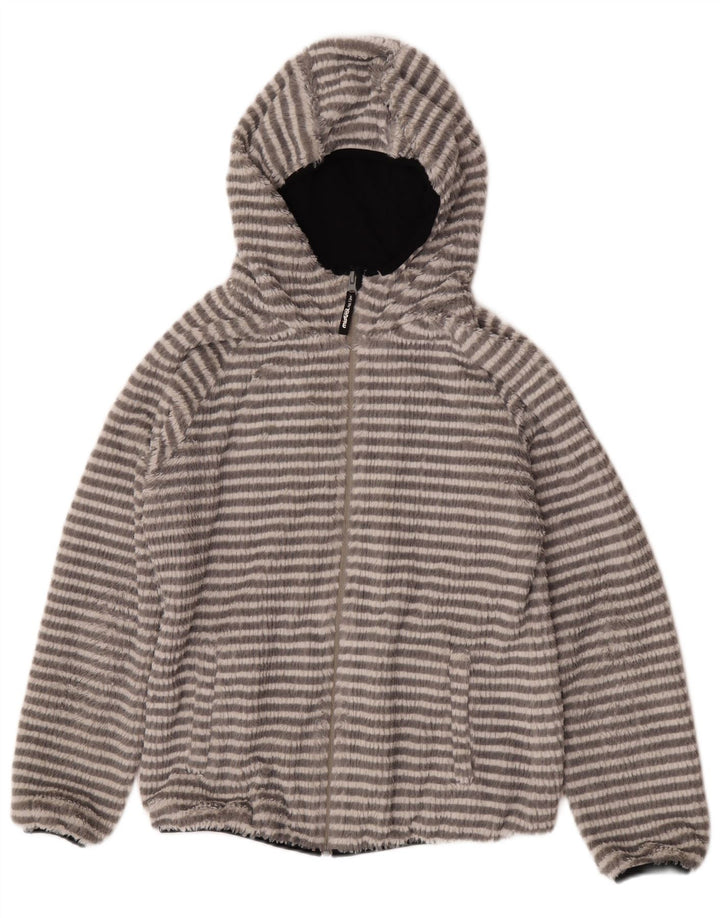 Mistral Veste polaire à capuche pour femme UK 44 Polyester rayé gris moyen