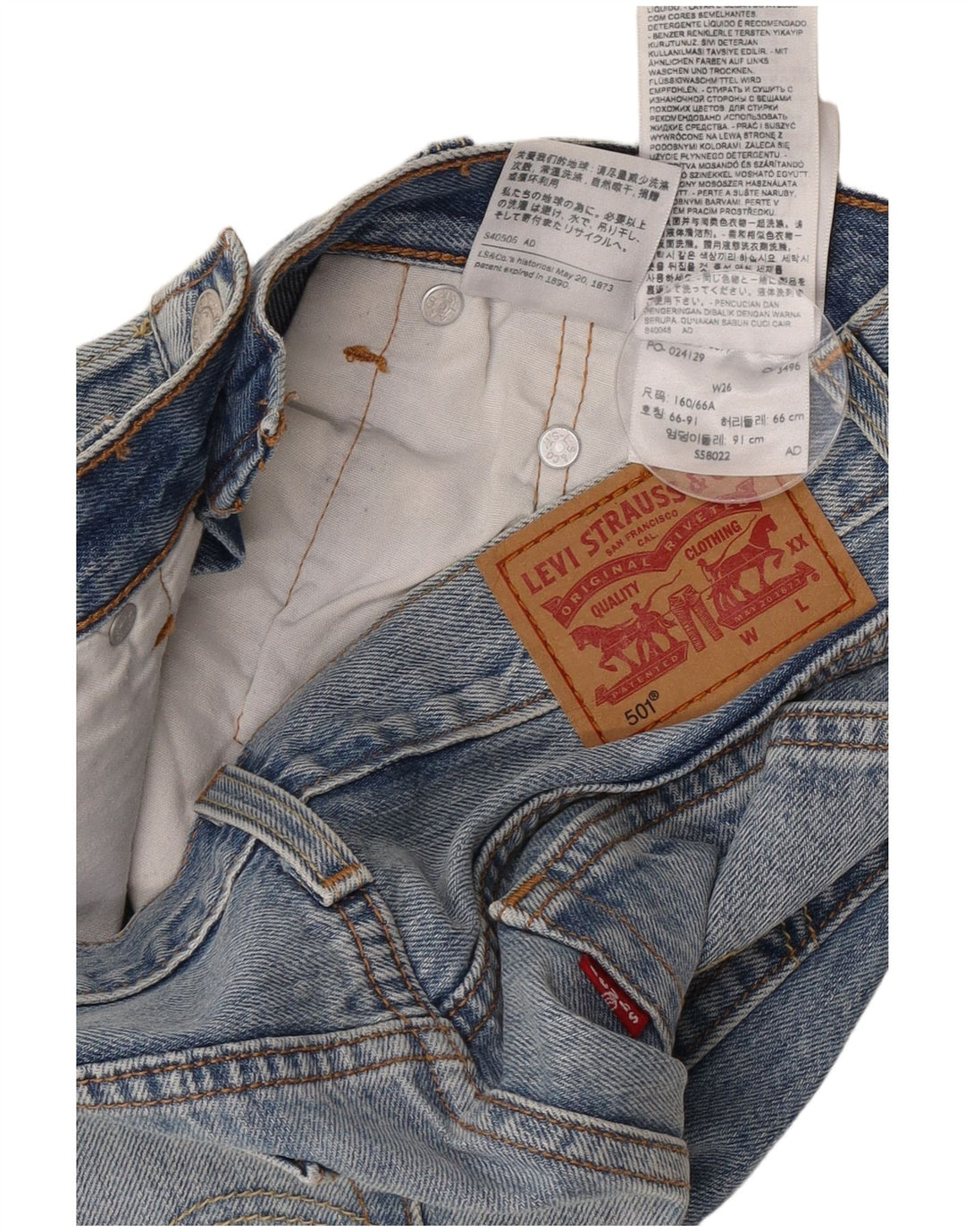Levi's Short en Jean 501 Distressed Femme W26 Petit Bleu Coton