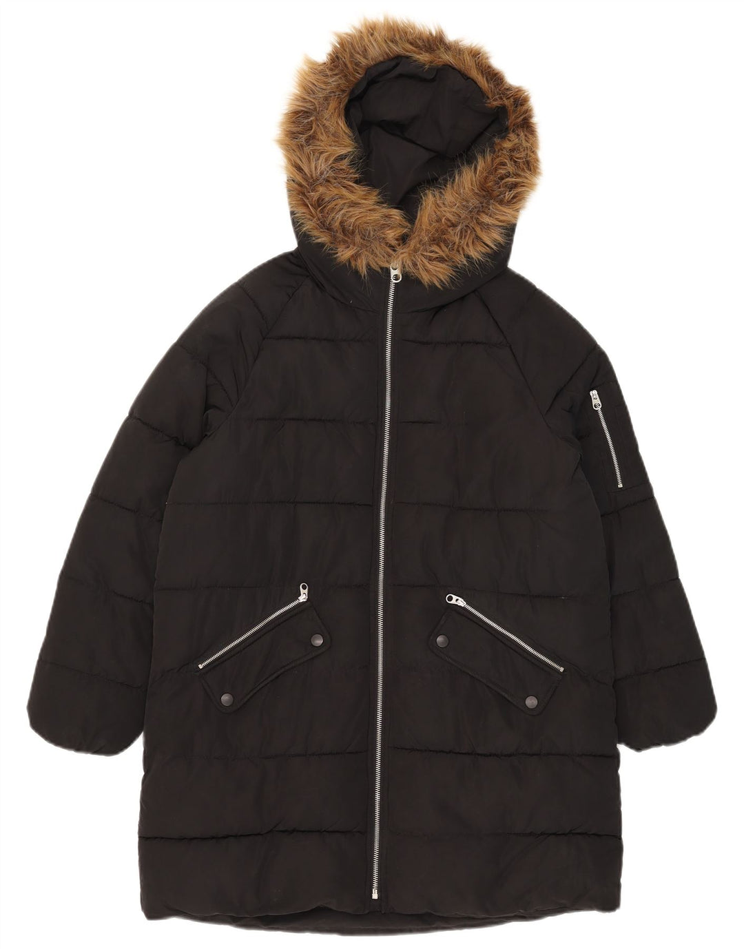 Zara Manteau matelassé à capuche pour fille 13-14 ans Noir Polyester